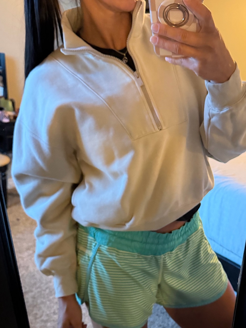 Essentials fear of god cream cropped quarter zip up